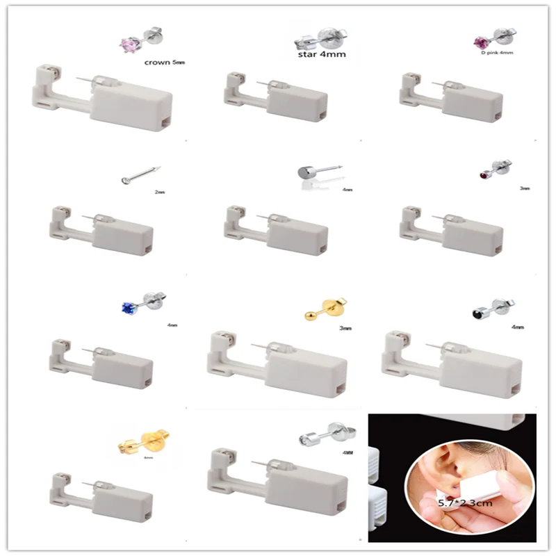 

Disposable Sterile Ear Piercing Unit Cartilage Tragus Helix Piercing Gun Painless Piercer Tool Machine Kit Stud Send An Earring