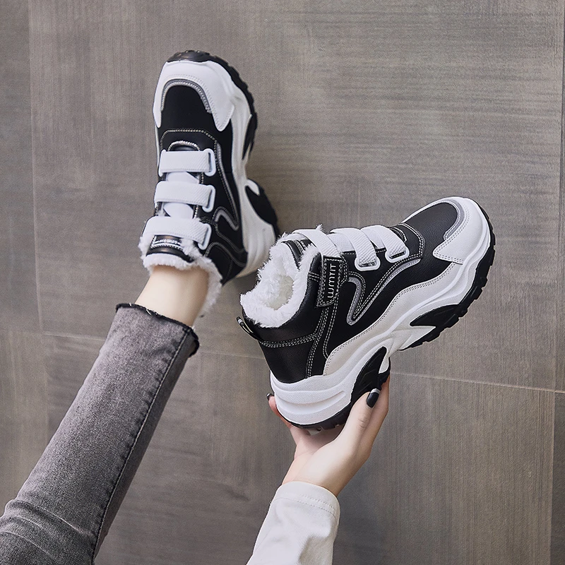 

All-match Women's Sports Shoes 2021 New Fashion Women's Casual Shoes High-top Shoes Female Velcro and Velvet Women's Shoes