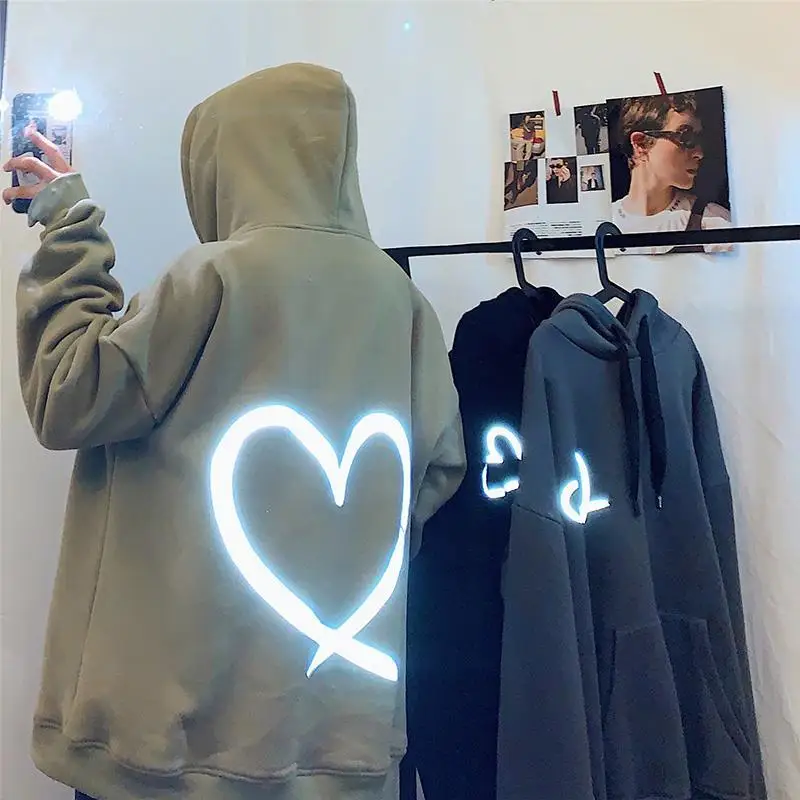 

Black Reflective Sweatshirt Men Love Print Hoodie Casual Long Sleeve Pullover Harajuku Tops Streetwear Male Autumn Hoody Girl
