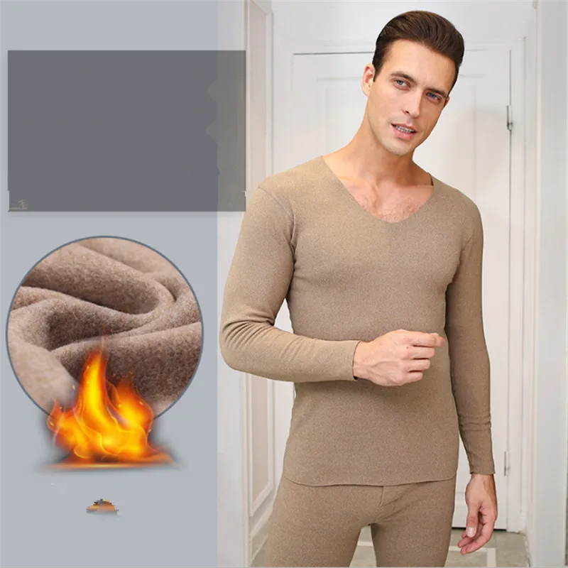 Обновленное двухстороннее бархатное мужское термобелье с V-образным вырезом