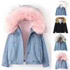 Куртка-бомбер женская зимняя, оверсайз, с меховым воротником, с капюшоном