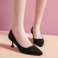 coolulu 2020 office lady pumps women pointed toe kitten heel pumps women shoes slip on all match redblack pumps size 33 45
