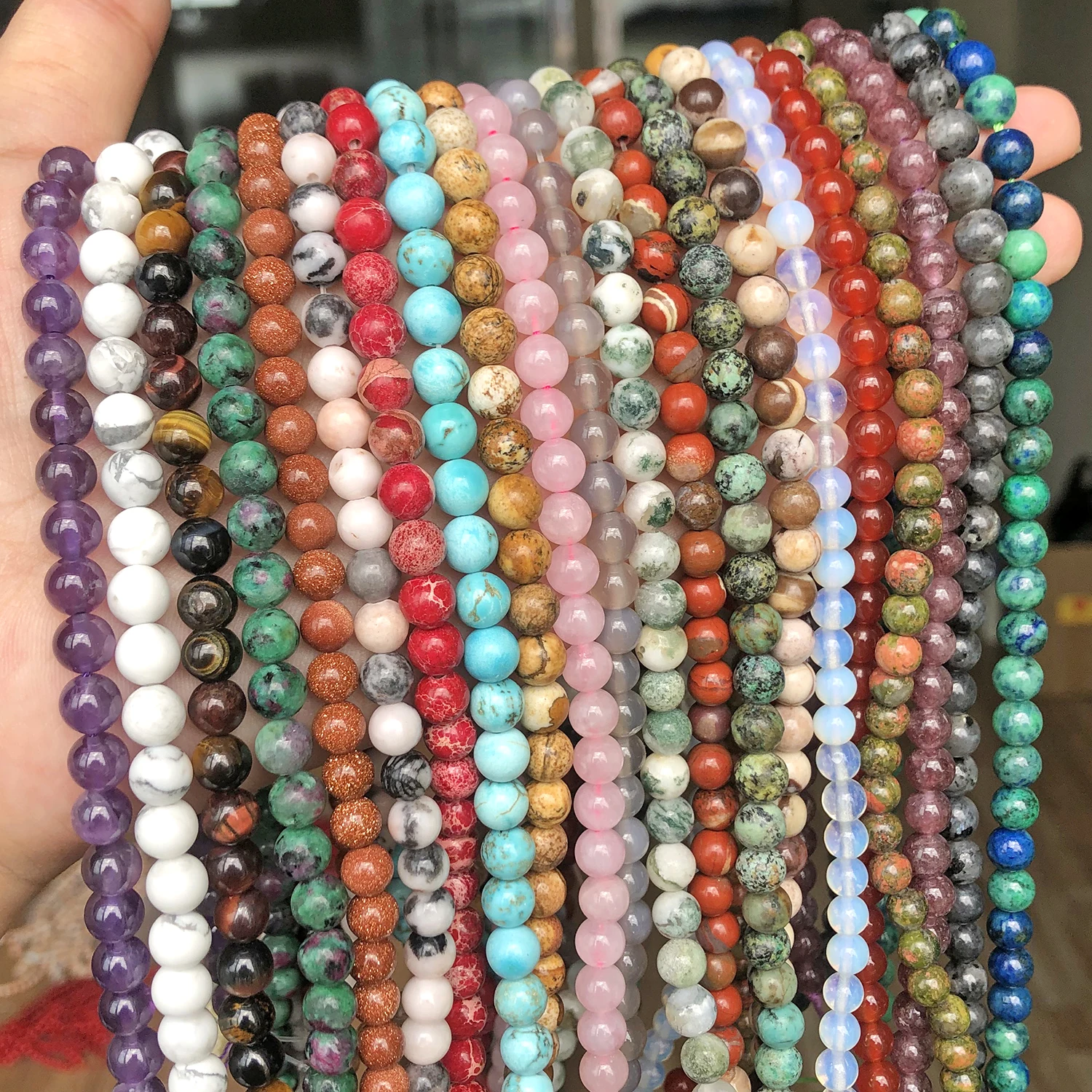 Бусины из натурального камня лава агат опал розовый кварц аметист тигровый глаз