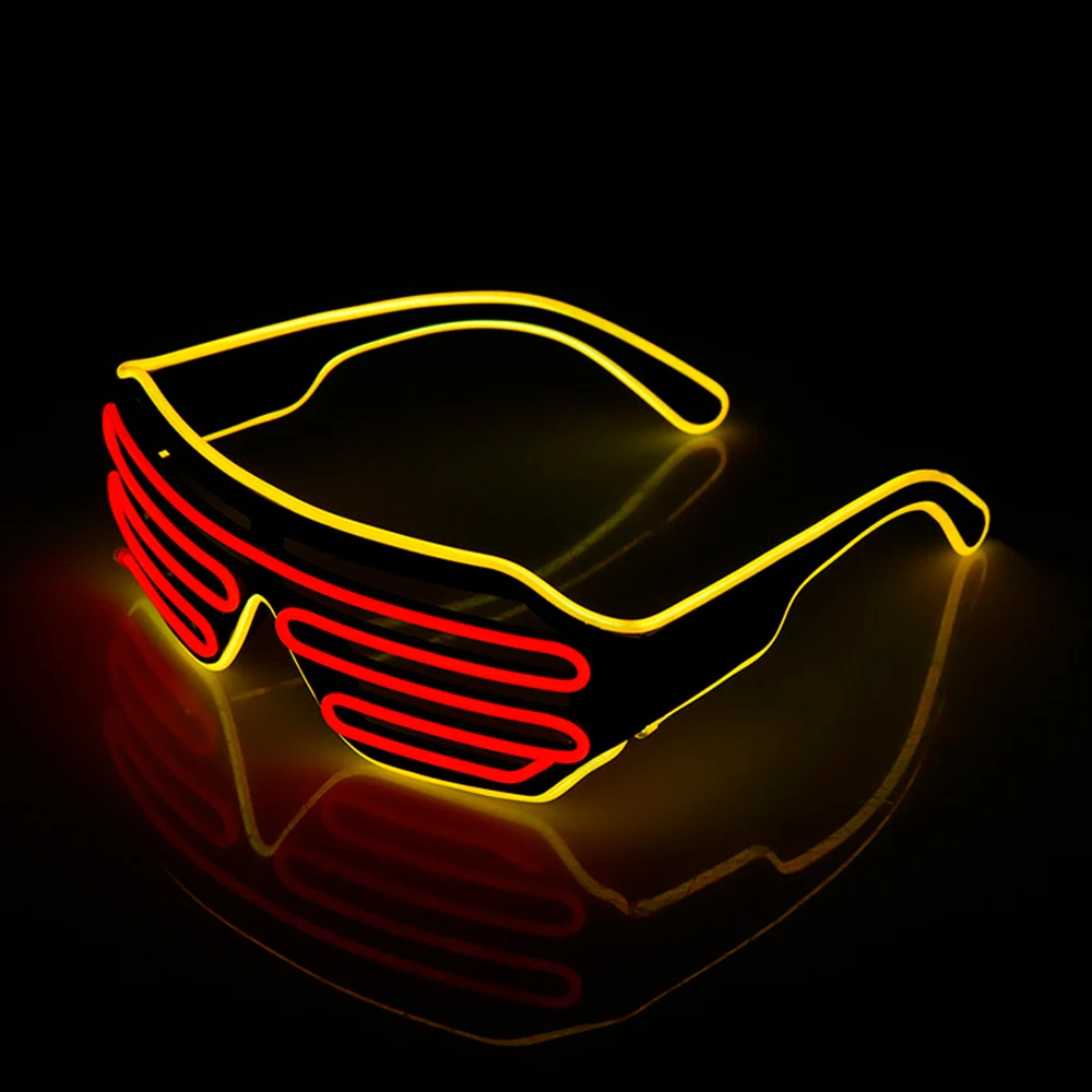 Fashion Led Luminous Glasses Battery Powered Christmas Halloween Flashing Light Glow Glasses Festival Supplies Costumes As Gift - Цвет: Yellow red