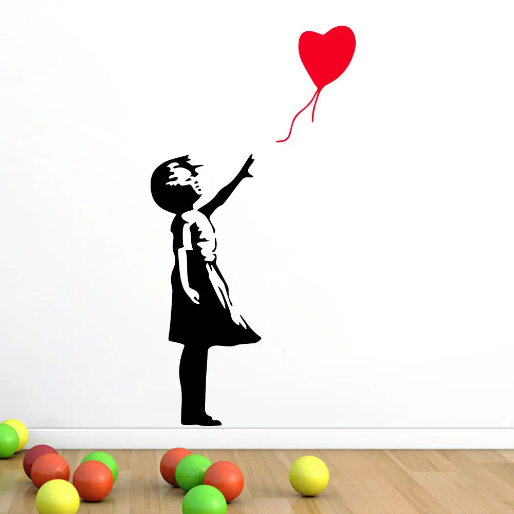 

Виниловая наклейка banksy на стену, воздушный шар, девушка, Бэнкси
