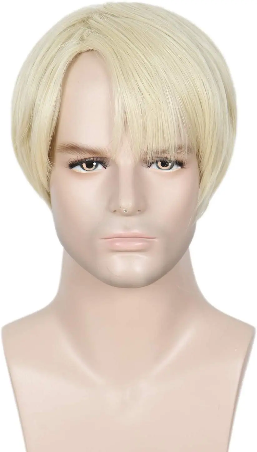 

Uenel Short Blonde Wig Halloween Cosplay Costume Wig for Men