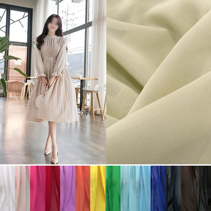 Size 1*1.5 Meter Width  Chiffon Fabric Soft Fabric For Chiffon Dress Blouse Skite Wedding Fabric DIY 1 Meter/Lot