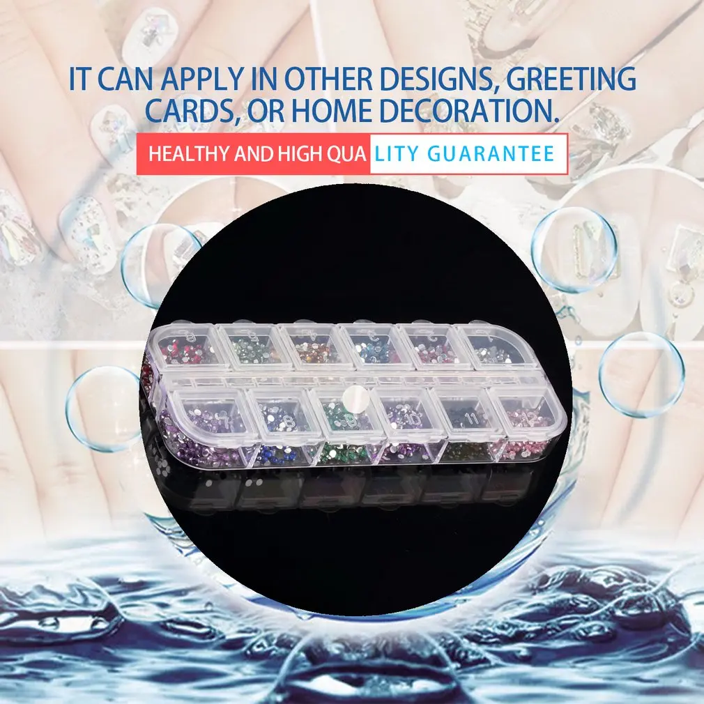 100 шт. разноцветные Круглые бусины для дизайна ногтей 12 цветов|Стразы и украшения|