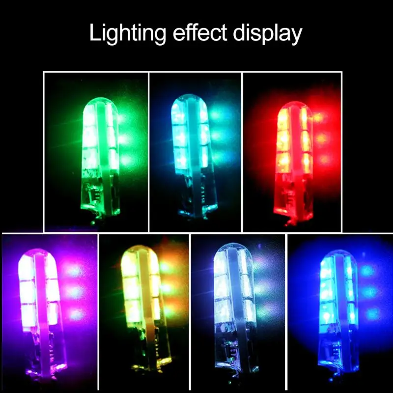 

2021 New 2x RGB Remote Control Car LED Light T10 5050 6SMD Colorful Side Light License Plate Light Wedge Light Clearance Lights