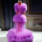 Пышное вечернее платье, длинное фиолетовое бальное платье, на заказ, выпускное платье из фатина