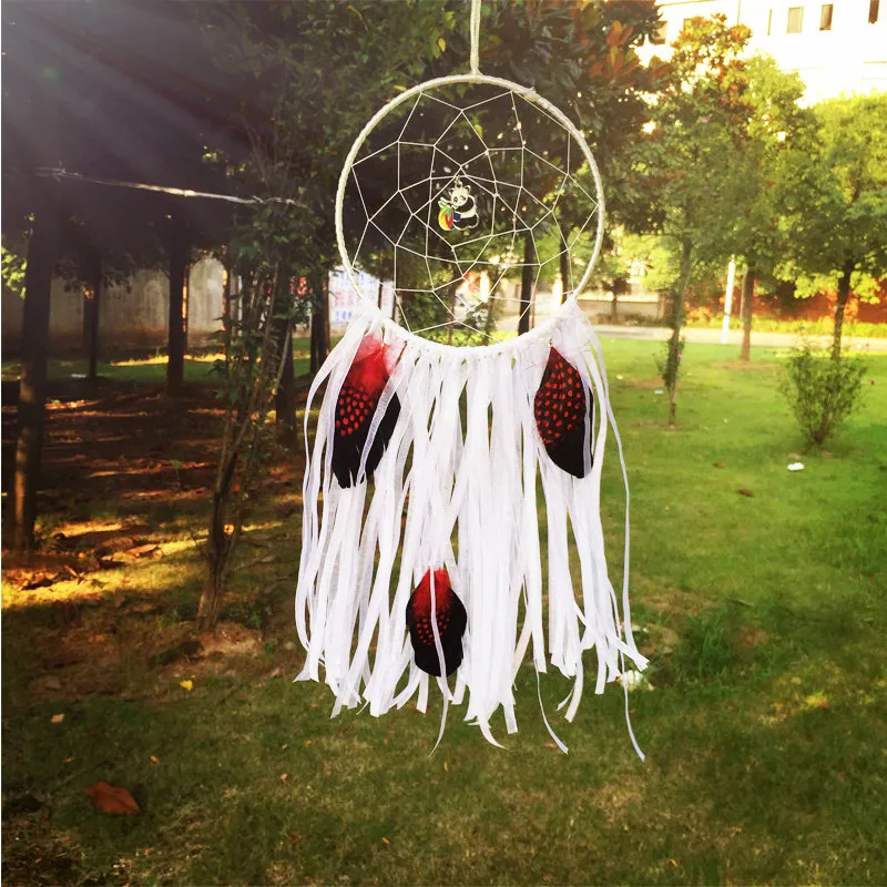 

14*42CM Dream Catcher Home Decor, WHITE Feather Dreamcatcher Wind Chimes Indian Style Mascot Car or Wall hanging Decoration