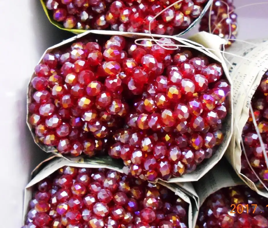 FLTMRH Австрийские граненые стеклянные бусины с красными цветами 3*4 мм 140 шт. круглые