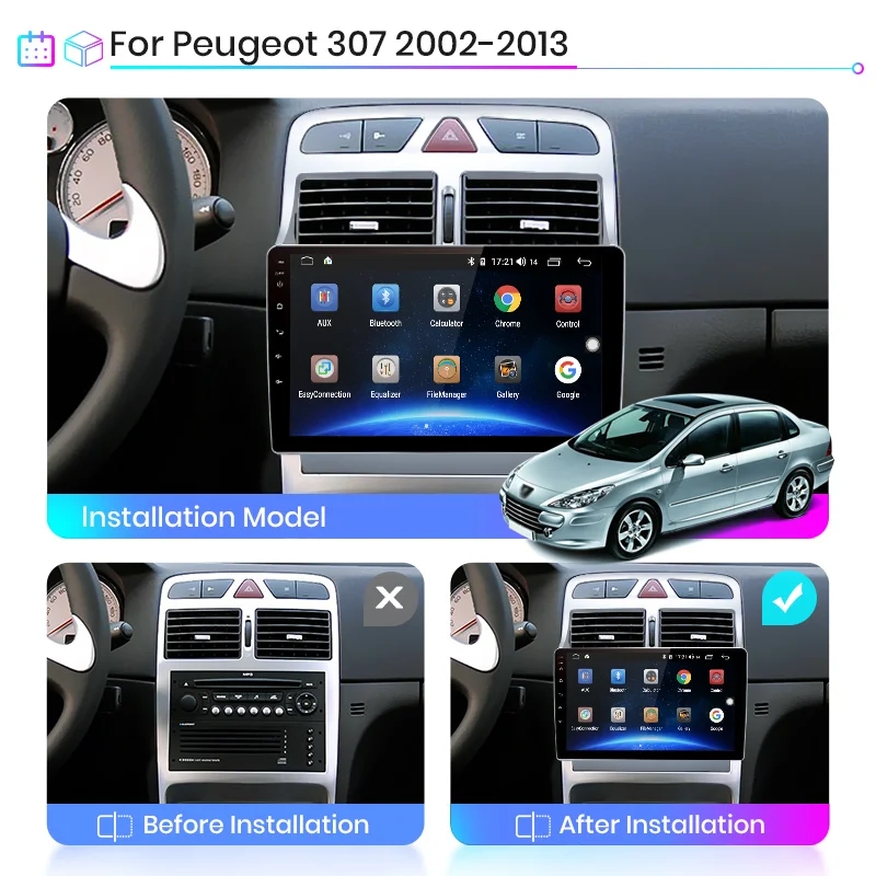 Junsun 4G + 64G Android 10 для PEUGEOT 307 sw 2002 2013 авто 2 din Автомобильный Радио стерео плеер Bluetooth GPS