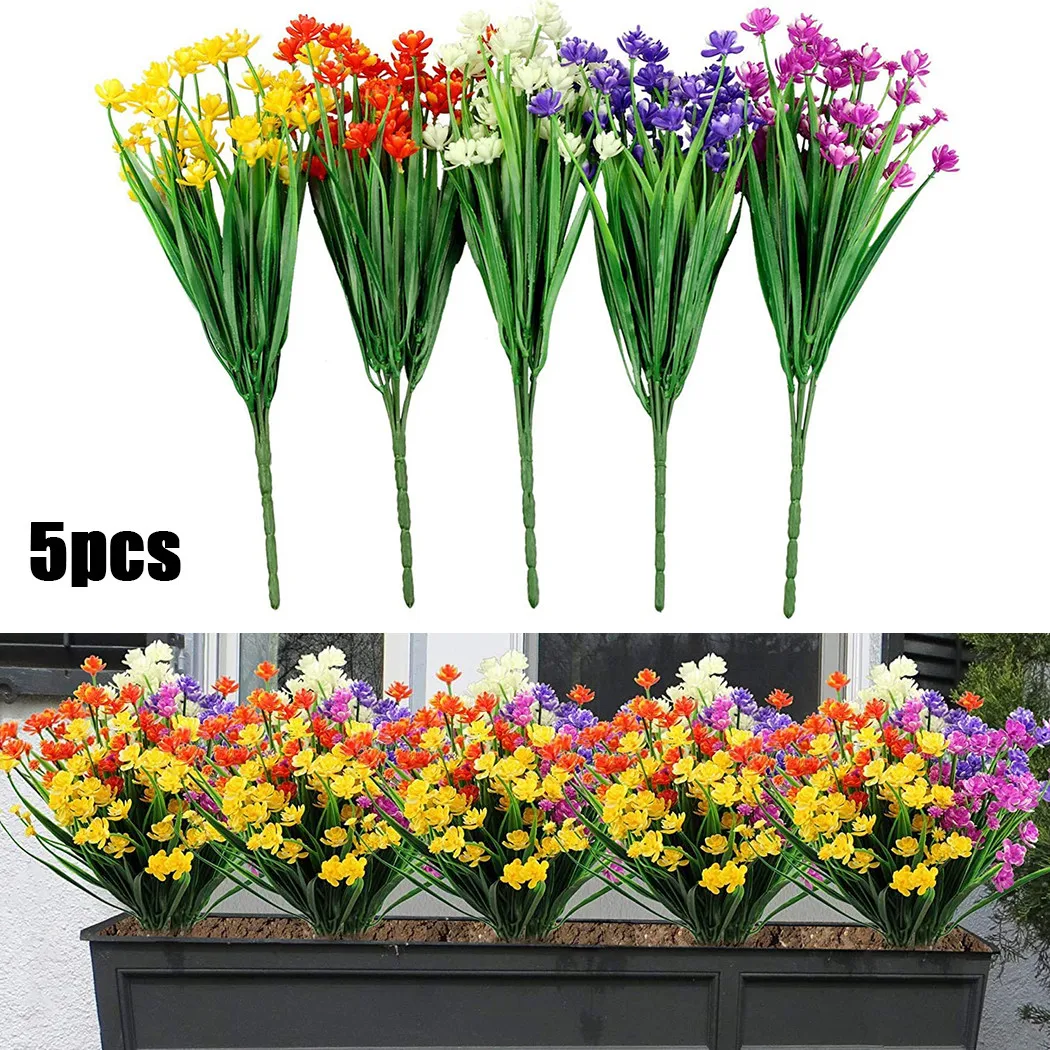 

6pcs White, Yellow, Purple, Orange, Lavender Artificial Plant Artificial Flower Plastic Flower 2021 New