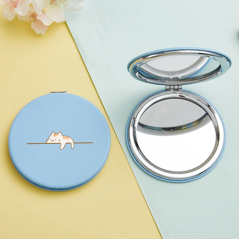 Забавное зеркало для макияжа кошки собаки мини портативное модное двухстороннее