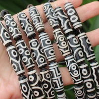 free shipping 10x30mm black dzi beads tibet olivary agat stone oval diy loose beads 6pcs