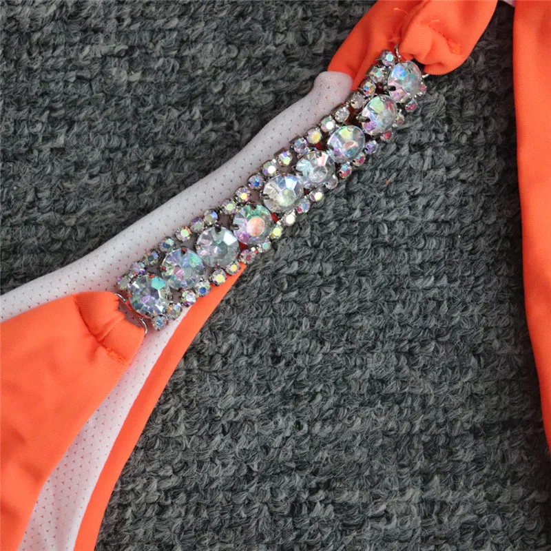 Sexy bandage bikini Jewelry swimwear women Triangle swimsuit female Push up bathing suit Halter top high cut biquini new