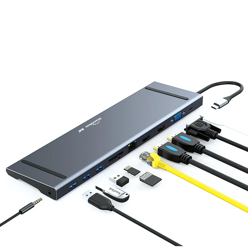 Blueendless концентратор USB Type C для HDMI VGA RJ45 Multi 3 0 сплиттер ноутбука сетевые Кардридеры