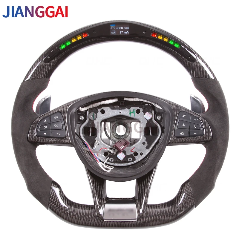 Светодиодный руль из углеродного волокна и замши подходит для Mercedes Benz C63|Рулевые