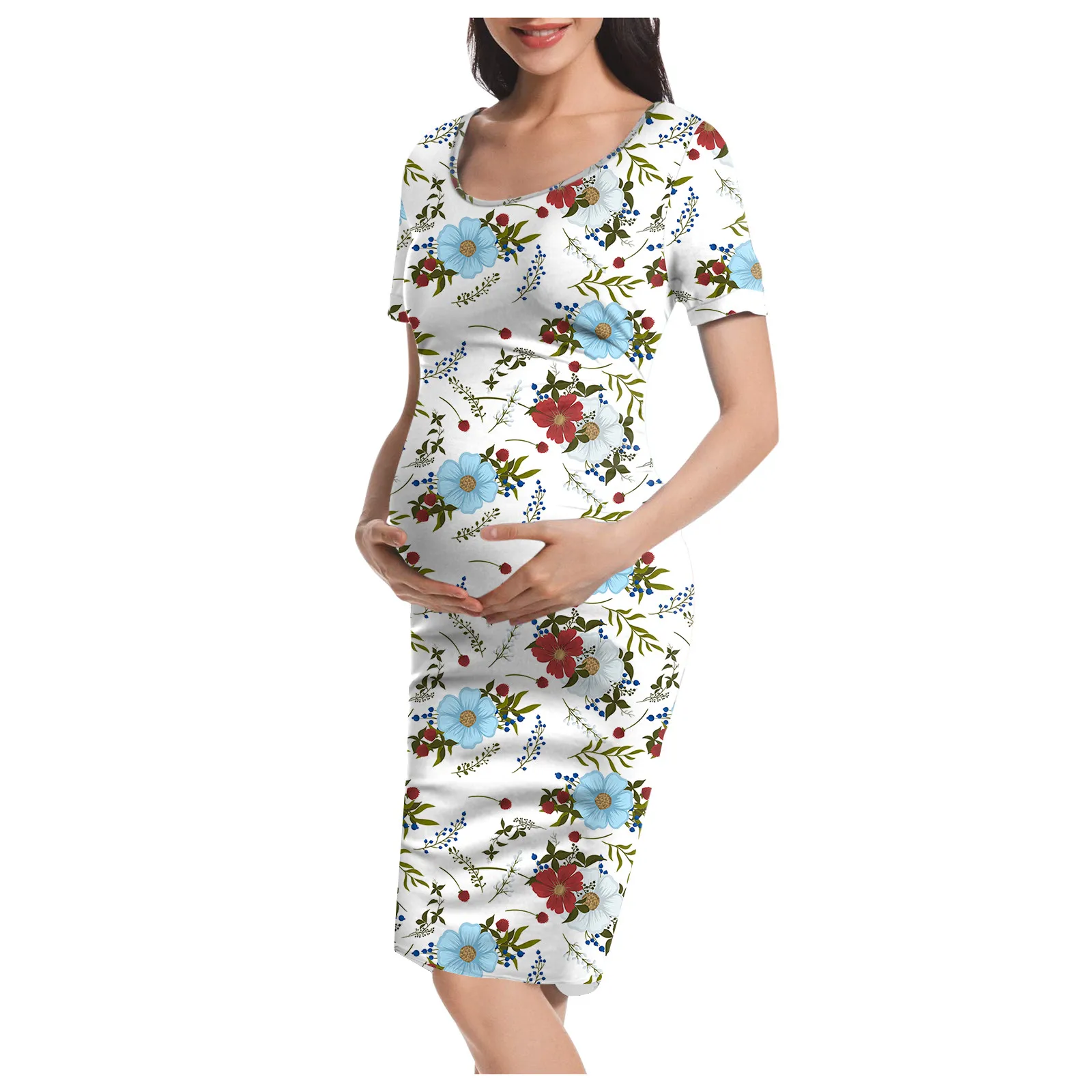 

Новинка Летнее платье для беременных Повседневная одежда с цветами Одежда для беременных женщин Одежда для беременных Платья для беременн...