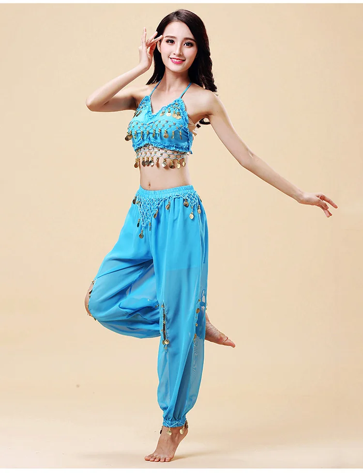 Костюм для танца живота женский с монетками сексуальный Индийские танцы |