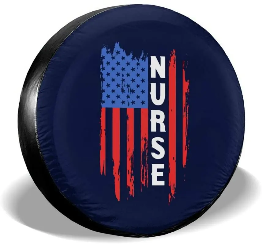 

Foruidea American Flag Nurse Spare Tire Cover Waterproof Dust-Proof UV Sun Wheel Tire Cover Fit for Jeep,Trailer,