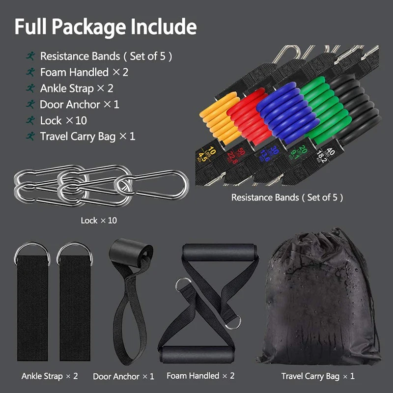 Набор эластичных лент тренировочные ленты с ручками эластичная лента из 11