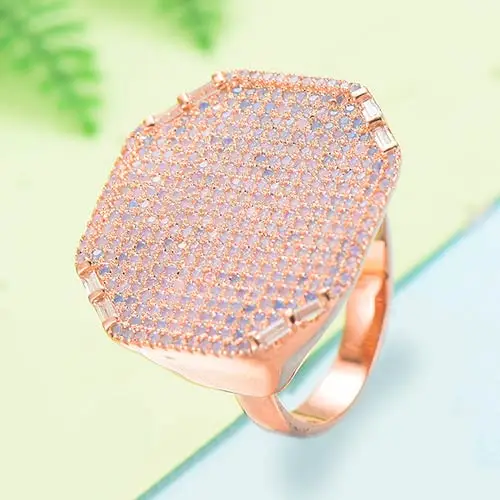 Pink GODKI модные квадратные геометрические кубические циркониевые стопки кольца для женщин кольца для пальцев бусины очаровательное кольцо богемные пляжные украшения - Цвет основного камня: Pink
