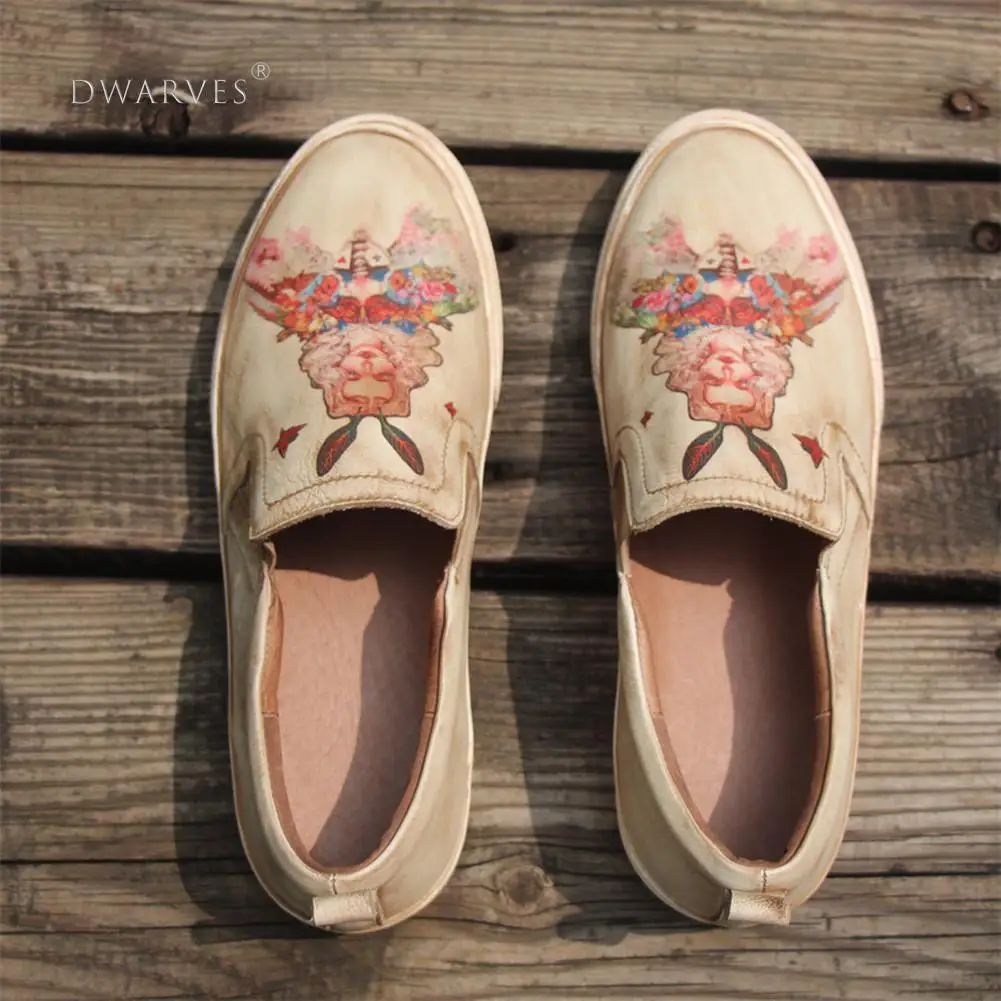 Женские низкие кроссовки ручной работы Модные кожаные Ручная роспись Принцесса |