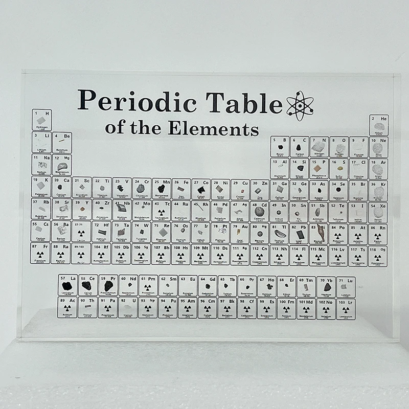 New Large 170x120x20mm Crystal Acrylic Periodic Table Display With Real Elements Kids Teaching Teachers Day Gifts Home Decors