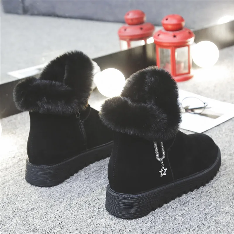 Плоские теплые зимние ботинки женские ботильоны женская зимняя обувь меховые