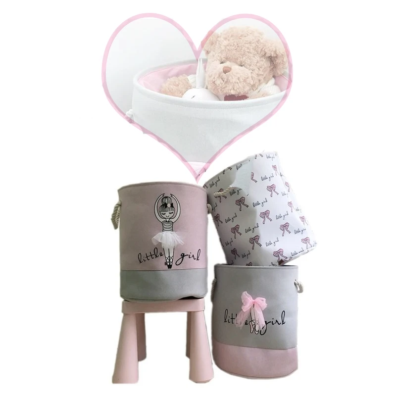 

Foldable Pink Laundry Basket for Dirty Clothes Pink Ballet Girl Toy baskets bag Organizer kids Home Storage washing Organization