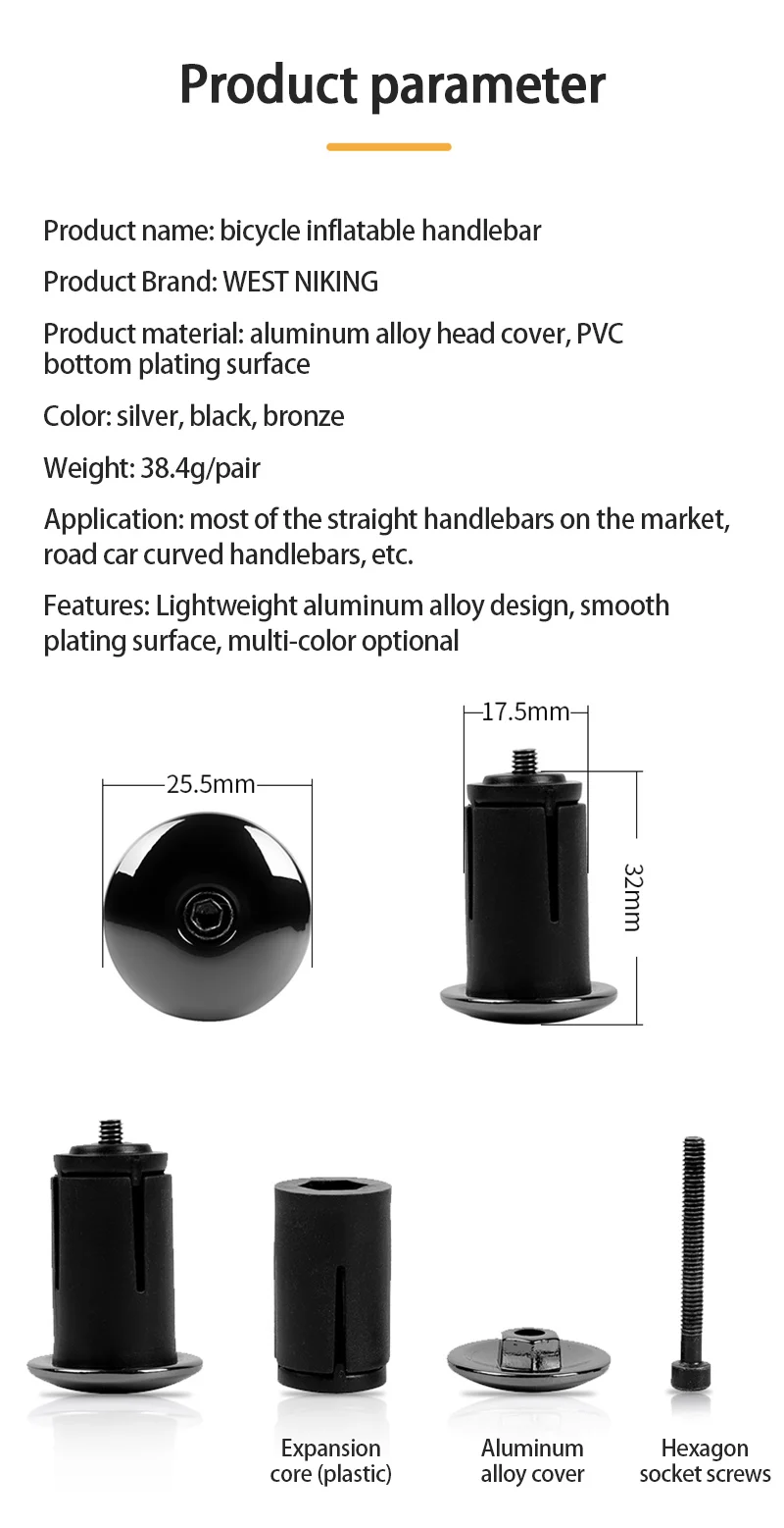 

2021 Aluminum Alloy Mountain Bike Handlebar Cover, Road Bike Bend Handlebar Plug Accessories Bicycle Accessories