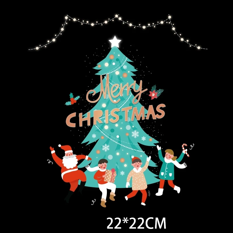 

Cartoon christmas Christmas Tree Stickers On Clothes Patches DIY Iron On Patches For Clothing Heat Transfer T-Shirt Stickers