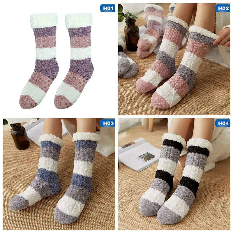 

Non-slip Women Socks Adult Warm Thickened Bed Fluffy Cozy Home Soft Artificial Fleece Lined One Size Winter In Tube Floor