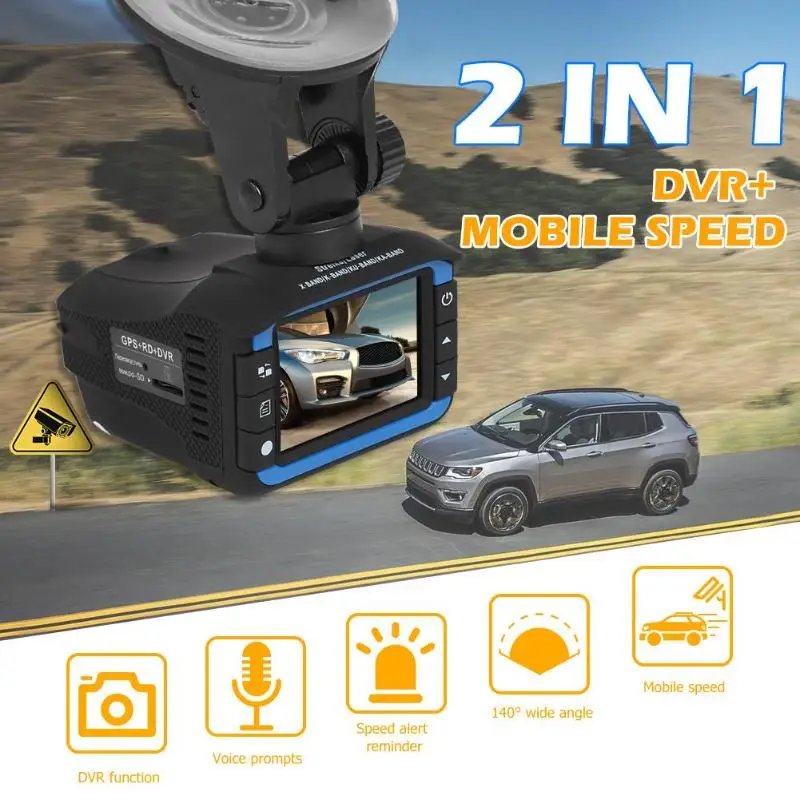 VGR1 2 в 1 Автомобильный видеорегистратор радар детектор мульти камера скорости w/ 12V