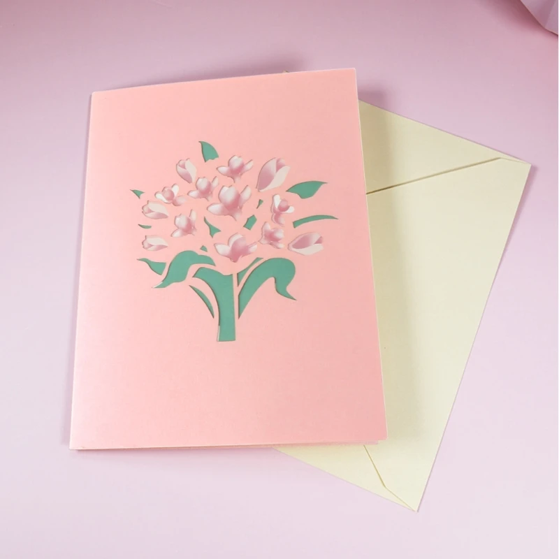 

H051 3D Pop-Up Flower Floral Greeting Card for Birthday Mothers Father's Day Graduation Wedding Anniversary