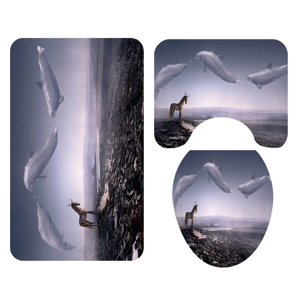 Прямая поставка Набор ковриков для ванной комнаты набор туалета занавеска душа