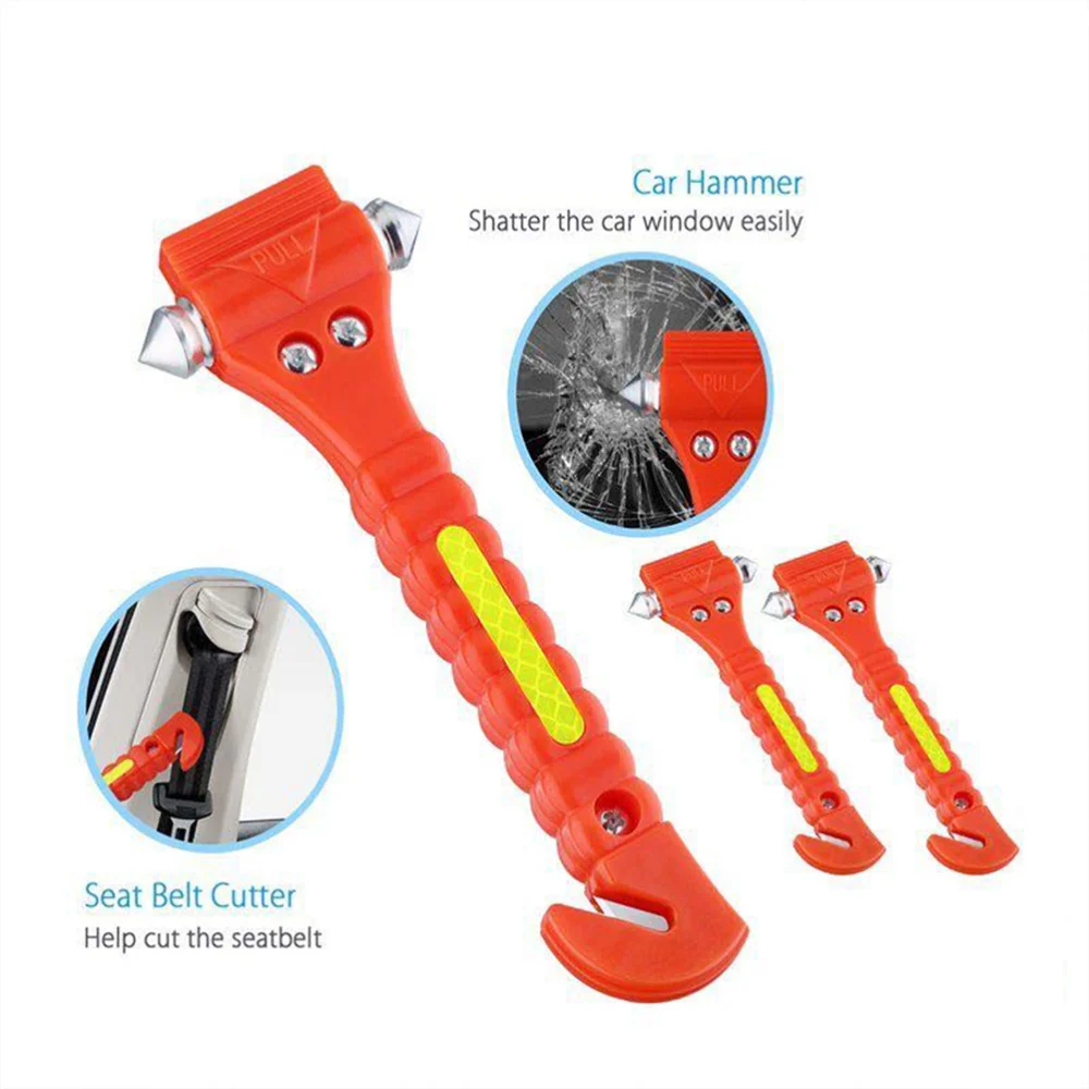 

3Pcs Mini Car Safety Hammer Life Saving Escape Emergency Hammer Seat Belt Cutter Window Glass Breaker Car Red Hammer with Sport
