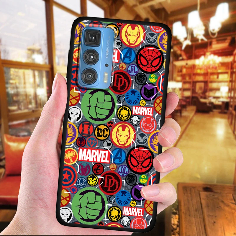 marvel hero cartoon cute for motorola moto g60 50 40 x3 e6i e7i power edge 20 pro lite fusion 5g 2021 soft black phone case free global shipping