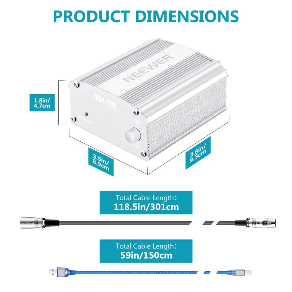 Neewer 48В Питание с помощью usb-кабеля, в качестве бонуса+ XLR 3 Pin микрофонный кабель