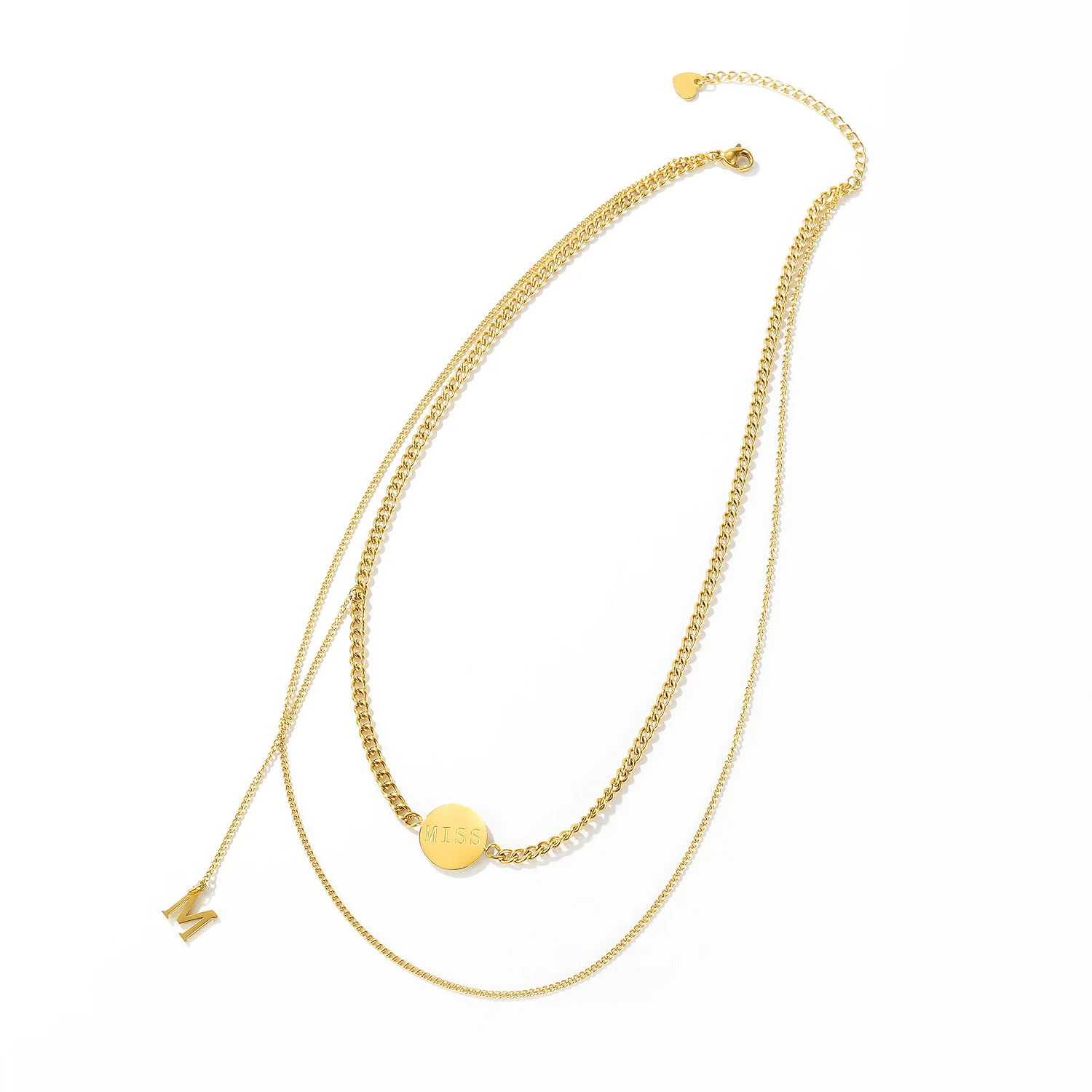 

CH-162 Simple temperament double-layer titanium steel necklace personality letter cold wind female fashion multi-layer clavicle