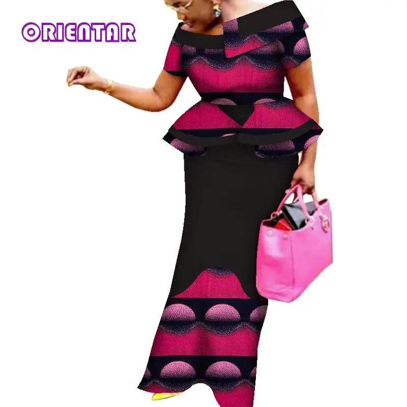 Африканские платья для женщин модное платье из Анкары длинное с коротким рукавом