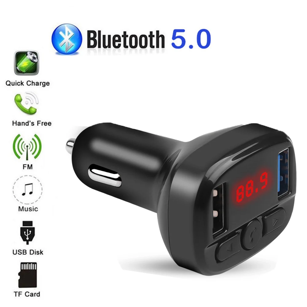 Автомобильный Bluetooth 5 0 FM передатчик беспроводной громкой связи аудио приемник