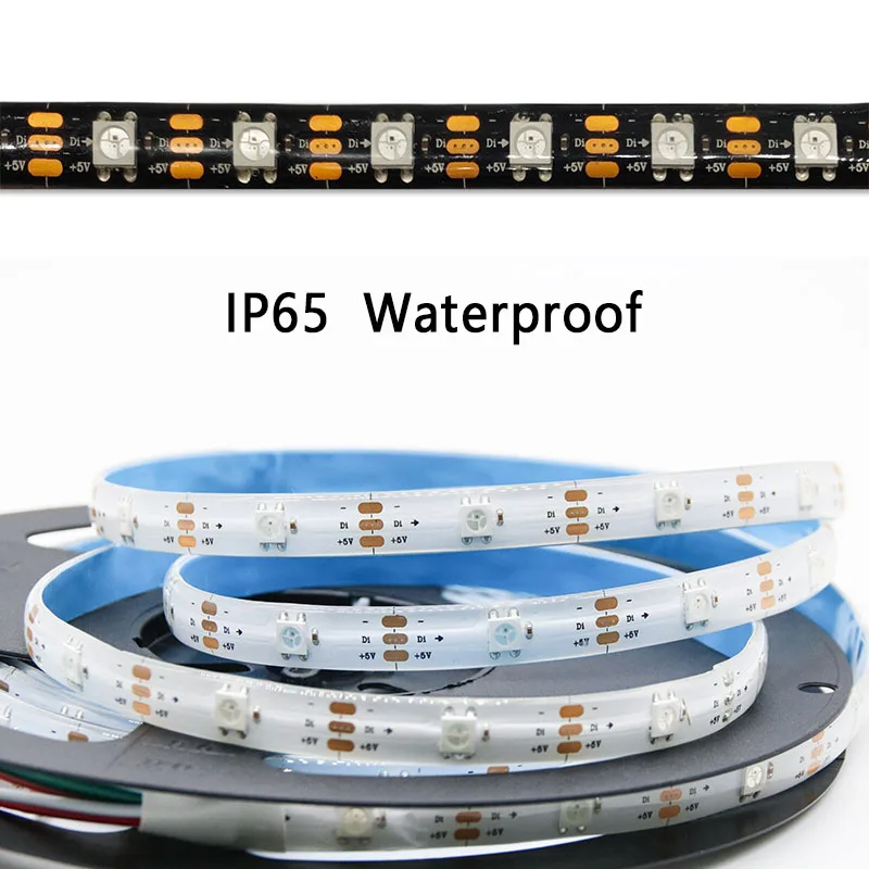 WS2812B Водонепроницаемая лента-лампа RGB светодиодный светильник пиксельный полоса DC5V 30 пикселей/светодиод/1м/2м/3м/4м/5м IP20/IP65/IP67 Пасха/Рождество вечеринка.