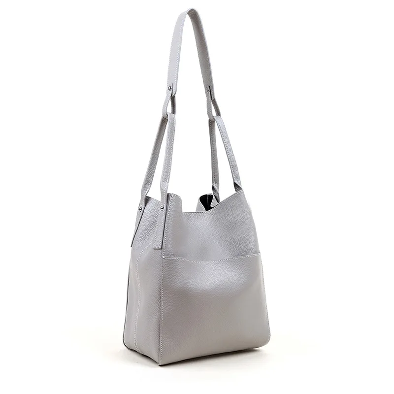 BRIGGS 2021 New Genuine Leather Female Shoulder Bags For Women's Fashion Simple Handbag Lady Large High Quality Bucket Bags