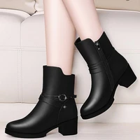 elegant womens ankle boots leather short boot lady winter high heel shoes wedding party formal dress shoes england style 2021