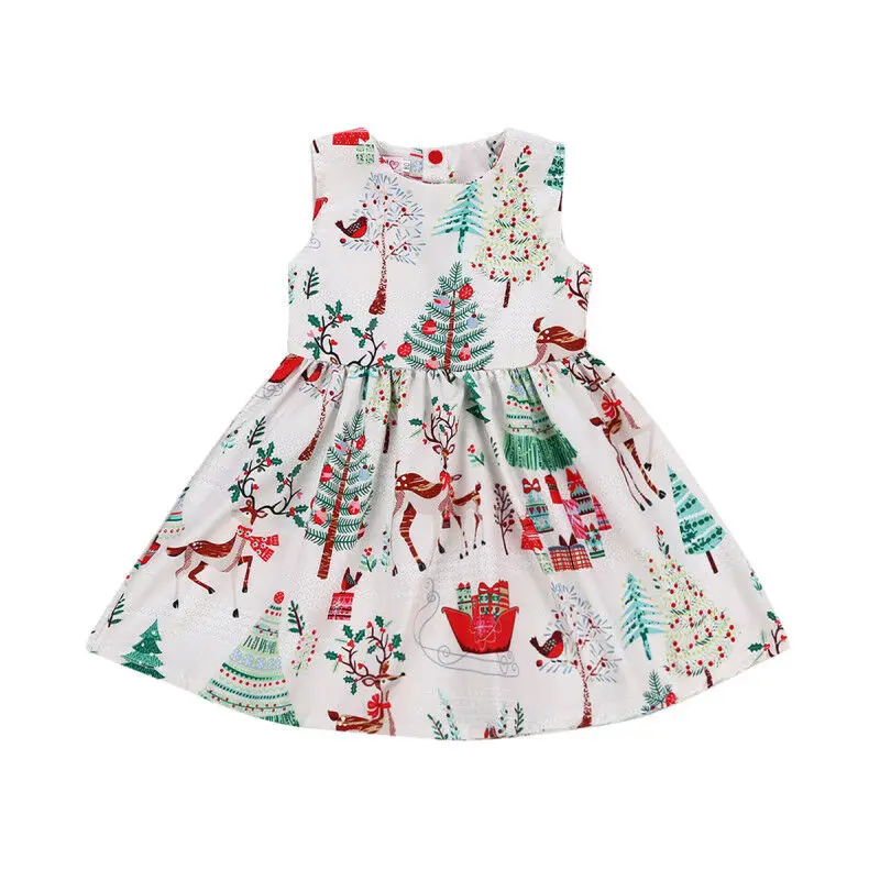 Christmas Dress Kids Baby Girl Lovely Deer Sleeveless Party Princess Tutu Xmas New Fashion Clothing | Детская одежда и обувь