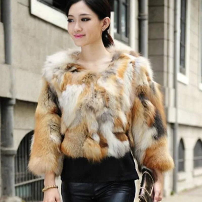 New Fashion Winter Fur Coat for Women Short 100% Genuine Fox Fur Jacket Warm Coat Female Outdoor Casual REAL FUR Coat Tops enlarge