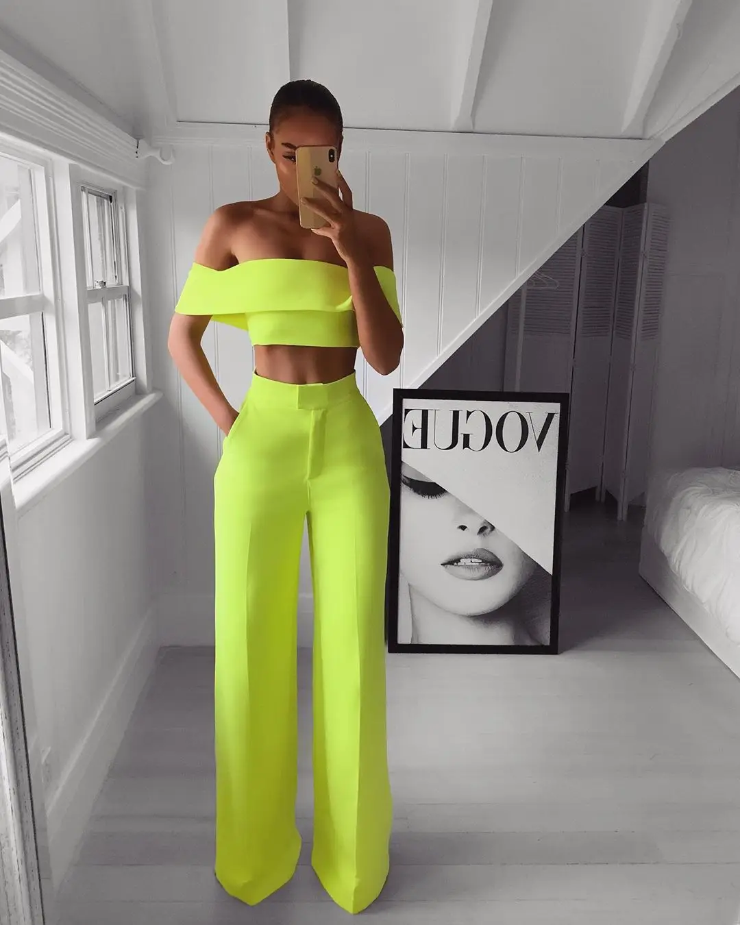 

Office lady Matching Set Crop Top 2 Pcs Ruffles Off Shoulder And Pants Fashion Sexy Solid Pants Feminine Set Summer Women Suit